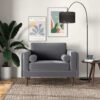 Amber - Velvet Lounge Chair - Brown / Gray - Image 7