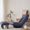 Adjustable Japanese Reclining Floor Chair Sofa With Metal Frame For Living Room & Balcony - Navy - Image 20