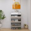 High Glossy Doors Shoe Rack 3 Doors Shoe Cabinet With 2 Drawers - Medium Gray - Image 2