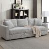 Connie - Boucle Sleeper Sectional Sofa With 2 Toss Pillows - Beige - Image 7