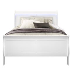 Charlston - Full Bed Modern With LED - White