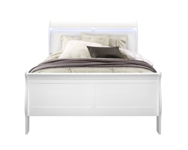 Charlston - Full Bed Modern With LED - White