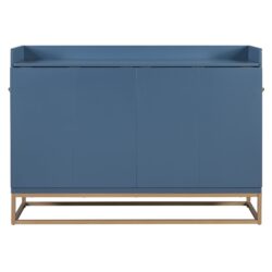 Queen Size Murphy Bed With Iron Legs, Modern Design - Blue