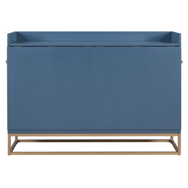 Queen Size Murphy Bed With Iron Legs, Modern Design - Blue