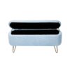 Storage Ottoman Bench For End Of Bed Gold Legs, Modern Gray Faux Fur Entryway Bench Upholstered Padded With Storage For Living Room Bedroom - Blue - Image 19