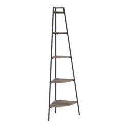 Modern Industrial Corner Bookshelf - Gray Wash