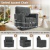 360 Degree Swivel Chair Accent Barrel Armchair With Side Pockets, Compact Design For Living Room, Bedroom, Office - Gray - Image 5