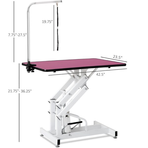 Hydraulic Pet Grooming Table - Pink