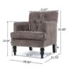 Vitality - Club Chair With Button Tufted Diamond Stitching And Turned Legs - Brown / Gray - Image 3