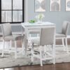 5 Piece Counter Height Table Set, Wooden Kitchen Table Set With Square Table And 4 Upholstered Chairs, Counter Height Dining Table With Crystal Decoration And Chair Set For Kitchen, Dining Room - White - Image 4