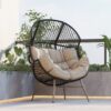 Cori - Outdoor Patio Egg Chair, With Cushion - Black / Khaki - Image 11