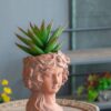8X9X11.5" Head Bust Planter, Greek Style Cement Head Planter, Indoor Outdoor Home Garden Decor - Brown - Image 9