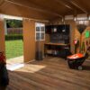 Heavy Duty Metal Storage Shed With Windows, Lockable Door & Ventilation Weatherproof Outdoor Garden Shed - Brown - Image 7