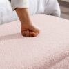 Storage Ottoman Bench For End Of Bed Gold Legs, Modern Gray Faux Fur Entryway Bench Upholstered Padded With Storage For Living Room Bedroom - Pink - Image 11