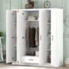 4 Door Wardrobe With 1 Drawer - White - Image 16