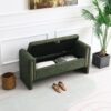 Modern Teddy Bed End Bench With Arms And Storage, Upholstered Large Foot Rest Stool, Comfy Window Vanity Bench For Living Room, Dorm, Coffee Table, Teddy - Olive Green - Image 3
