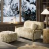 Enchante - New Zealand Sheepskin Rectangular Accent Ottoman - Taupe / Natural - Image 9