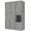 2 Doors Wardrobe Storage For Bedroom With Shelves And 3 Drawers - Gray - Image 3