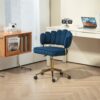 Modern Home Office Desk Chair With Adjustable Height And Swivel Wheels - Navy - Image 2