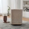 Modern Cushioned Armless Metal Base 360 Degree Swivel Chair With Pillow, Suitable For Living Room, Family Room, Bedroom, Lounge Area, Office - Beige - Image 7