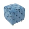 Modern Velvet Upholstered Ottoman, Exquisite Small End Table, Soft Foot Stool, Dressing Makeup Chair, Comfortable Seat For Living Room, Bedroom, Entrance - Blue - Image 3