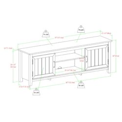 Modern Farmhouse 2 Door Grooved 70" TV Stand For TVs - Dark Walnut