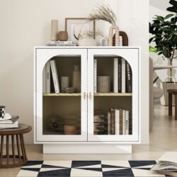 Storage Cabinet With Door For Living Room, Dining Room, Study - White