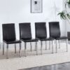 (Set of 4) Backrest Chairs With Silver Metal Legs A Perfect Match For Minimalist And Modern Home Styles - Black / Silver - Image 19