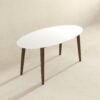 Ada - Mid-Century Modern Style Top Oval Dining Table - Brown / White - Image 3