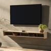 Modern Wall-Mounted Floating TV Stand - Coastal Oak - Image 4