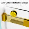 Frameless Double Sliding Soft-Close Shower Door, 3 / 8" Thick SGCC Tempered Glass Door - Brushed Gold - Image 4