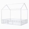 Full Size Metal House Bed With Fence And Door - White - Image 17
