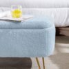 Storage Ottoman Bench For End Of Bed Gold Legs, Modern Gray Faux Fur Entryway Bench Upholstered Padded With Storage For Living Room Bedroom - Blue - Image 11
