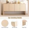 Minimalist Style Large Storage Space Sideboard With 4 Doors And Rebound Device For Living Room And Entryway - Apricot Cream - Image 7