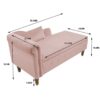 Chaise Lounge Indoor, Velvet Lounge Chair For Bedroom With Storage & Pillow, Modern Upholstered Rolled Arm Chase Lounge For Sleeping With Nailhead Trim For Living Room Bedroom Office - Pink - Image 3