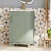 Modern Small Bathroom Vanity Cabinet With Ceramic Basin, Ample Storage, 1 Soft Close Door - Green - Image 20