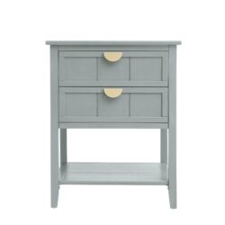 2 Drawer Side Table, American Style, End Table, Suitable For Bedroom, Living Room, Study - Light Gray