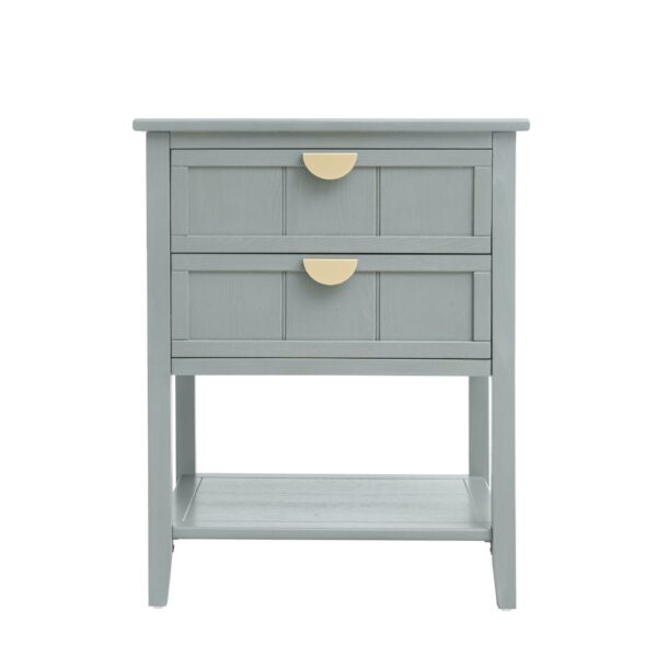 2 Drawer Side Table, American Style, End Table, Suitable For Bedroom, Living Room, Study - Light Gray