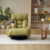 Adjustable Swivel Lounge Chair With 360 Degree Rotating Seat And Headrest Support Leisure Chair Deck Chair Game Chair For Living Room - Green - Image 8
