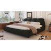 King Size Luxury Upholstered Platform Bed With Oversized Padded Backrest And Solid Wood Frame, Suitable For Multiple Heights Of Mattresses - Black - Image 10