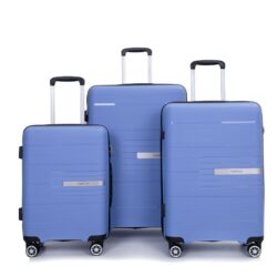 Hardshell Suitcase Double Spinner Wheels Pp Luggage Sets Lightweight Durable Suitcase With Tsa Lock, 3 Piece Set (20/24/28) - Purplish Blue