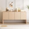 Minimalist Style Large Storage Space Sideboard With 4 Doors And Rebound Device For Living Room And Entryway - Apricot Cream - Image 2
