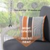PE Wicker Porch Swing, 2 Seater Hanging Bench With Chains, Patio Furniture Swing For Backyard Garden Poolside - White / Gray - Image 11