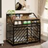 Wooden Dog Crate Furniture With Divider And Storage Drawers For Large Dogs - Rustic Brown - Image 6