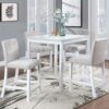 5 Piece Counter Height Table Set, Wooden Kitchen Table Set With Square Table And 4 Upholstered Chairs, Counter Height Dining Table With Crystal Decoration And Chair Set For Kitchen, Dining Room - White - Image 2
