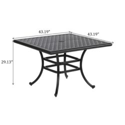 Square 4 Person 43.19" Long Aluminum Dining Set With Navy Blue Cushions, Swivel And Rocking Chairs - Antique Navy Blue