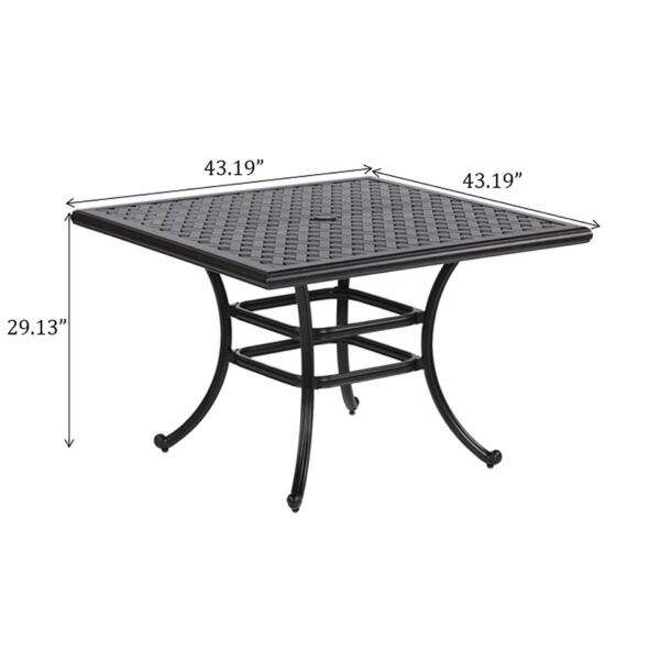 Square 4 Person 43.19" Long Aluminum Dining Set With Navy Blue Cushions, Swivel And Rocking Chairs - Antique Navy Blue