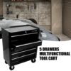 5 Drawers Multifunctional Tool Cart With Wheels - Black - Image 11
