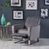 Bolt - Upholstered Recliner Chair With Stainless Steel Base - Gray / Chrome - Image 8