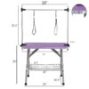 Folding Dog Pet Grooming Table Stainless Steel Frame, Rubber Mat On Board With Adjustable Arm And Clamps Pet Dog Cat Grooming Table - Purple - Image 2